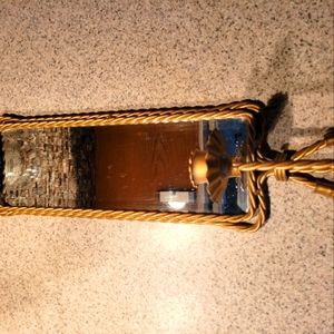 MCM brass mirror candle wall sconce